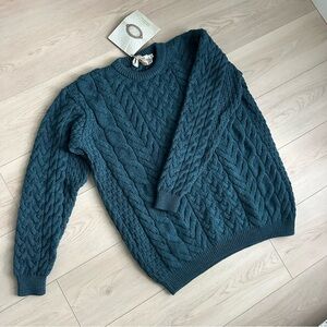 SOLD NWT Aran Sweater Market Men's Cable Knit Crew Neck Aran Wool Sweater